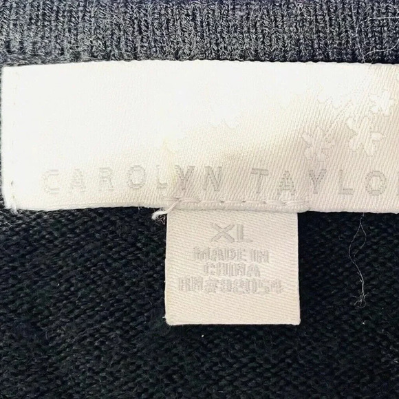 CAROLYN TAYLOR Women Long Sleeve Pull Over Studs Black Knit Sweater Extra Large - Picture 8 of 10